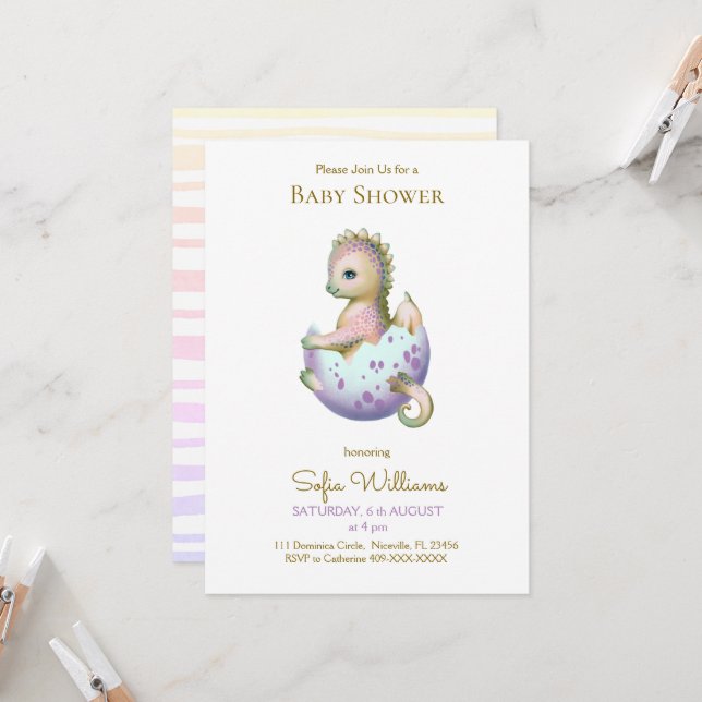 Um belo convite para o chá de fraldas. (Frente/Verso In Situ)