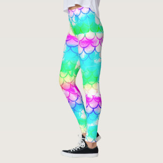 Um belo espectro de cores da sereia leggings