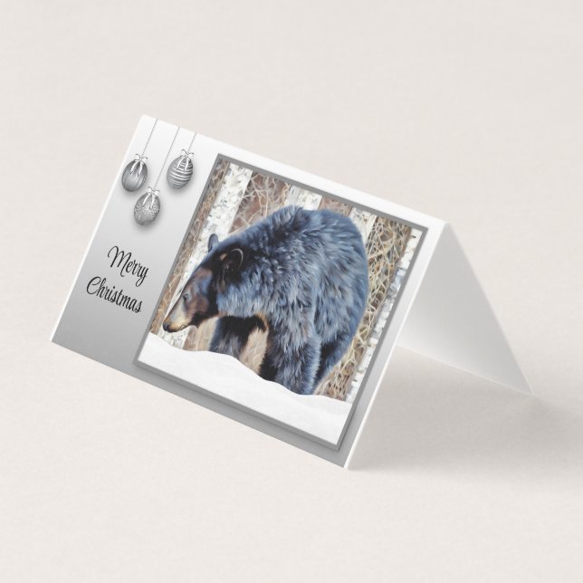 Um belo Urso Negro na Neve. (Frente)