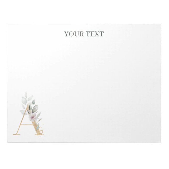 Um Bloco de Notas Personalizado Floral Monograma (Frente)