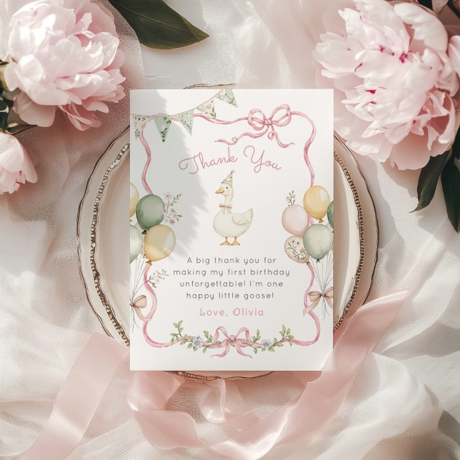 Um bobo ganso Arco rosa Cartões de agradecimentos  (Criador carregado)