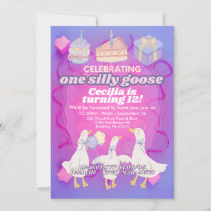Um Bobo Goose Aniversário Convite Colorido Criança