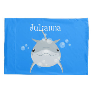 Um bonito e feliz desenho animado de golfinho kawa
