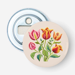 Um Buquê de Tulipas Vermelhas Abridor de Garrafa e