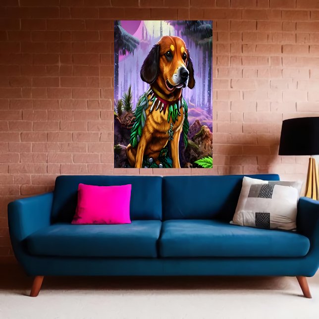 Um cachorro marrom na floresta | AI Art Poster (Criador carregado)