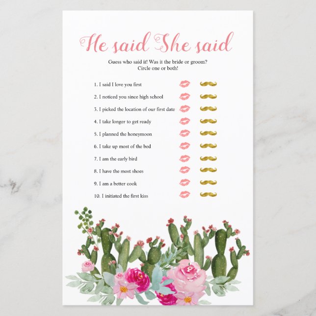 Um cacto mexicano rosa disse que ela disse cartão  (Frente)