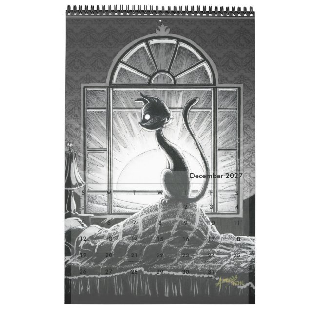Um Calendário de Ano de Gatinho Grande (Dez 2027)