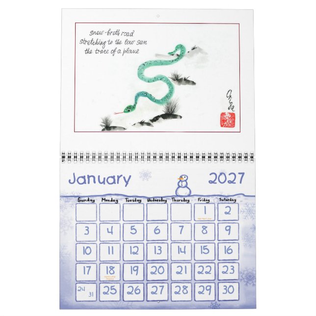 Um calendário de haiga original por Origa. (Jan 2027)