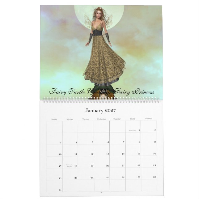 Um calendário feericamente do cruzamento da (Jan 2027)