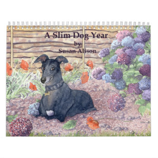 Um calendário magro do ano do cão