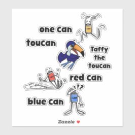 Um Can Toucan Vermelho Lata Azul Adesivos Lata