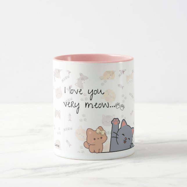 Um caneca A Love You Meow e Kitty para o seu queri (Centro)
