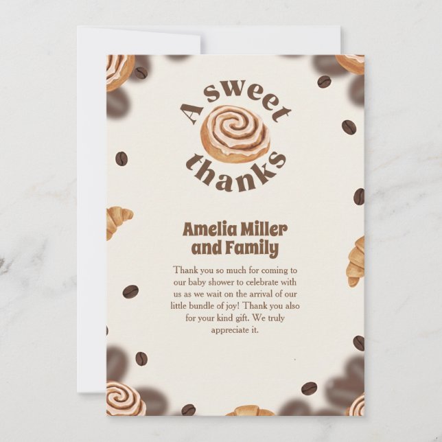 Um cartão de agradecimento tema café doce agradeci (Frente)