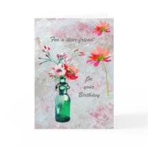 Um Cartão de Aniversário Floral Bonito, Amigo Espe