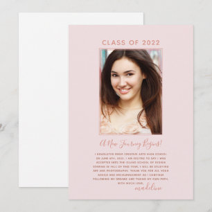 Um Cartão de Anúncio de Formatura Blush Rosa com U