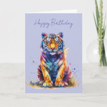 Um Cartão de Arte de Tigre Colorido