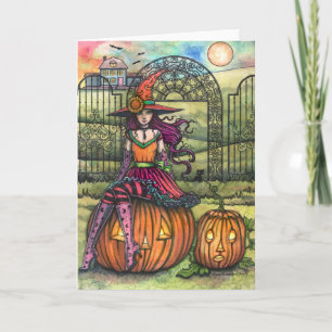 Um cartão de arte em branco adorável de Halloween