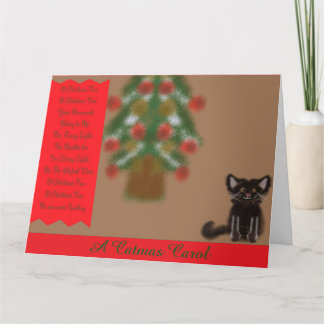 Um Cartão de Boas Festas Dobrável com Tema de Gato