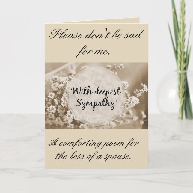 Um Cartão de condolências para uma esposa em luto. (Frente)