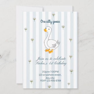 Um cartão de convite de aniversário de um ganso bo