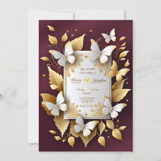 Um cartão de convite para Ouros e Casamentos Burgu (Frente)