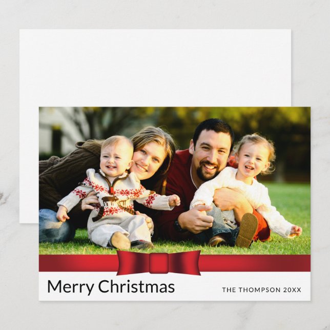 Um Cartão de Férias Plana de Natal com Foto (Frente/Verso)