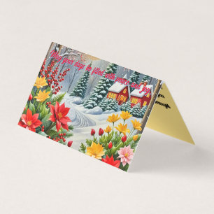 Um cartão de Natal com um vibrante jardim de flore