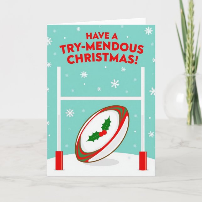 Um Cartão de Natal de Rugby Tremendo (Frente)