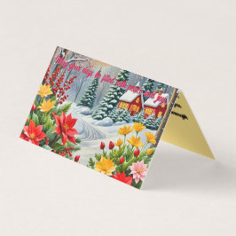 Um cartão de Natal de um jardim de flores vibrante