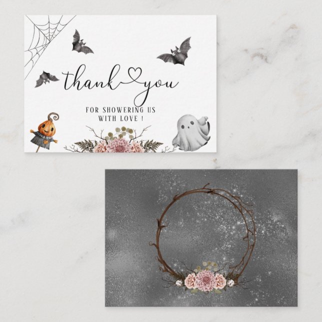 Um cartão de nota do Little Boo Halloween (Frente/Verso)