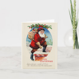 Um Cartão de Nota para Papais noeis Vintage Feliz