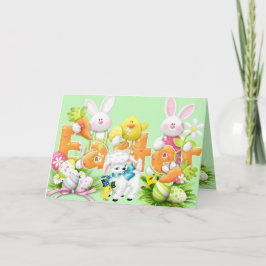 Um Cartão De Páscoa Bonito E Divertido Com Bunnies