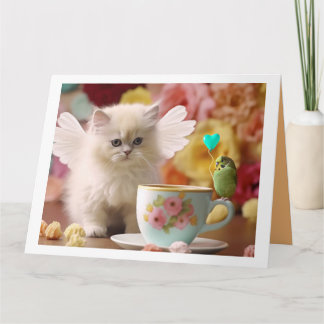 Um Cartão de Saudação de Gatinho e Amigo Dobrado