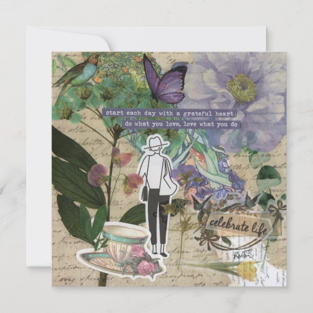 Um Cartão de Saudação Simples Coração/Púrpura (Frente)