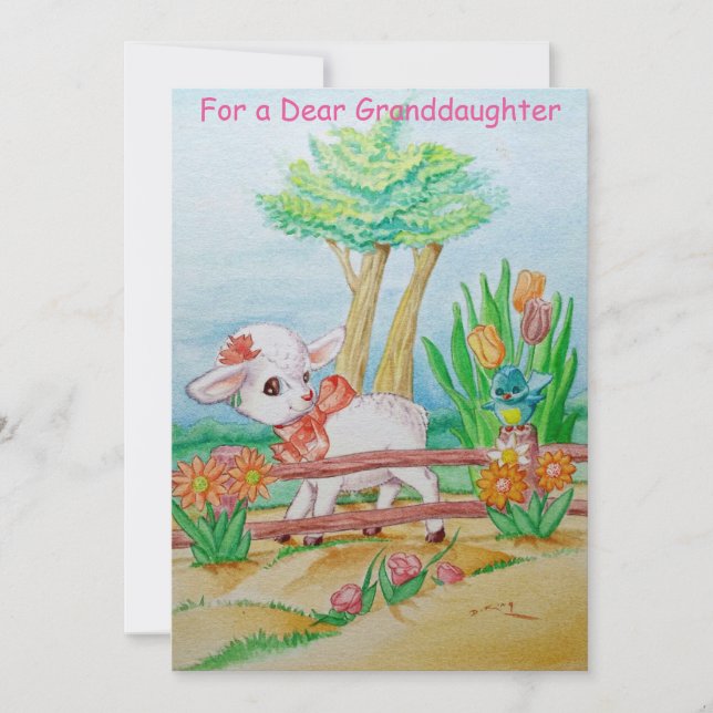 Um cartão de saudações de Páscoa para netas de vea (Frente)