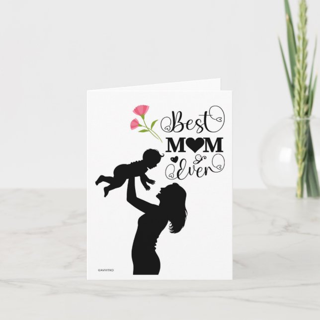 Um cartão do Dia das Mães preto e branco (Frente)