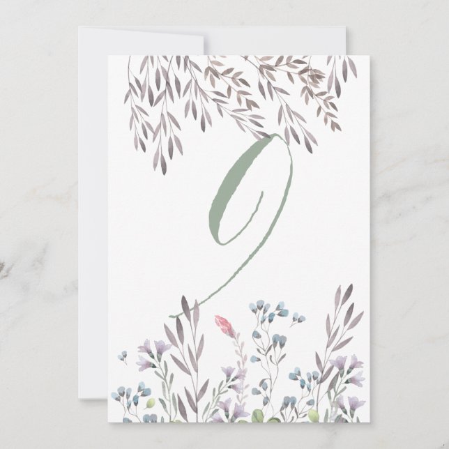 Um Cartão Duplo A Wildflower Wedding Table No. 9 (Frente)