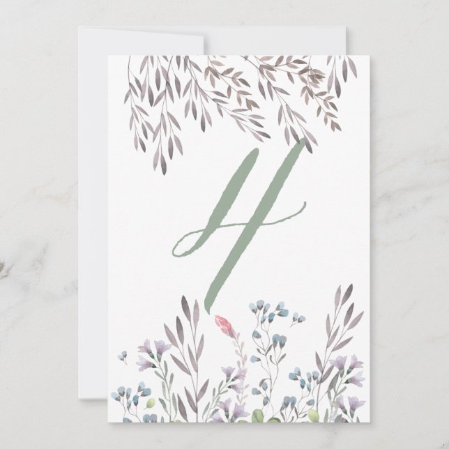 Um cartão duplo de mesa de casamento de flores sil (Frente)