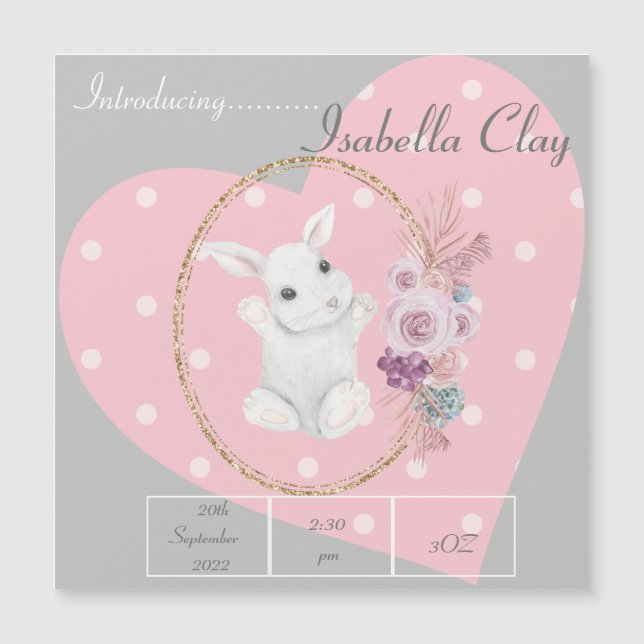 UM CARTÃO MAGNÉTICO DE ANÚNCIO DE NASCIMENTO PERSO (Frente)