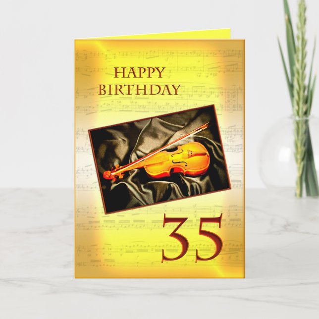 Um cartão musical de 35 anos com violino (Frente)