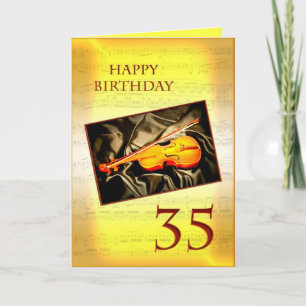 Um cartão musical de 35 anos com violino