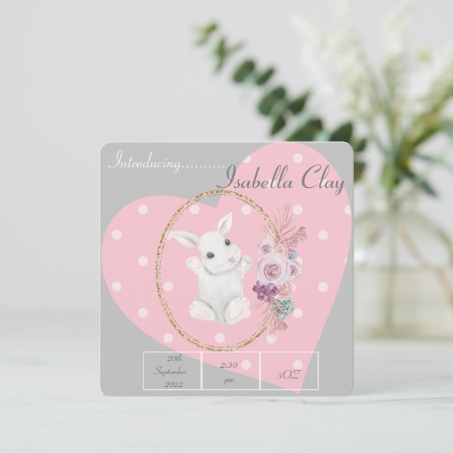 UM CARTÃO PLANO DE ANÚNCIO DE NASCIMENTO PERSONALI (Em pé/Frente)