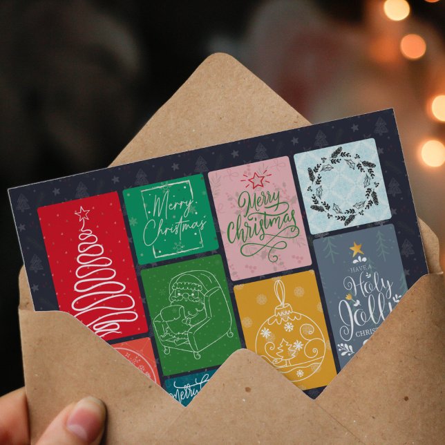 Um cartão postal colorido de um feliz Natal (A Colorful Merry Christmas Postcard)