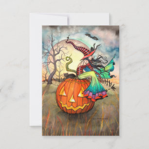 Um cartão postal de Halloween de uma abóbora gigan
