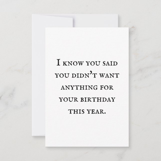 Um cartão sem presente é seu próprio presente. (Frente)