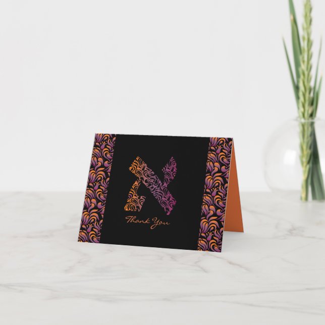 Um Cartões de agradecimentos Aleph Bar Bat Mitzvah (Frente)