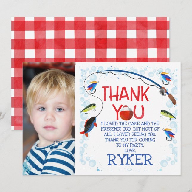 Um cartões de agradecimentos de aniversário de O-f (Frente/Verso)