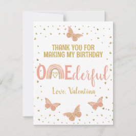 UM Cartões de agradecimentos de Borboletas Rosa de