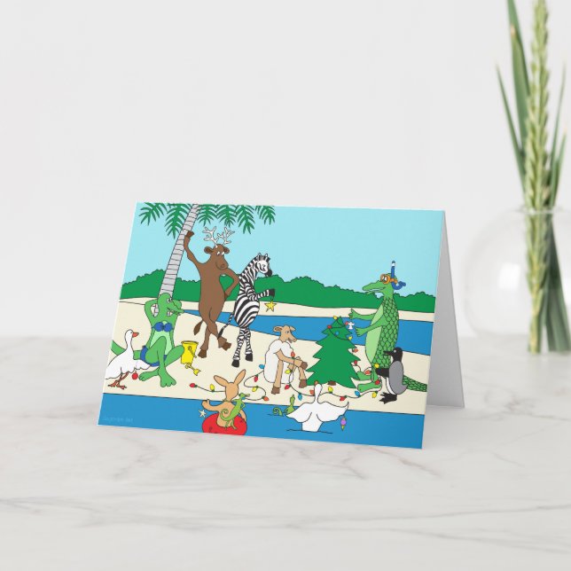 Um Cartões de natal de praia tropical (Frente)
