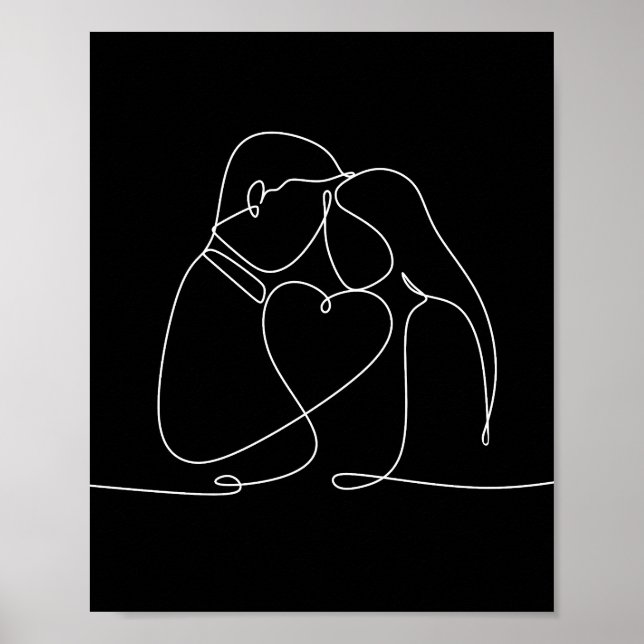 Um casal contínuo de linha ama poster de arte digi (Frente)